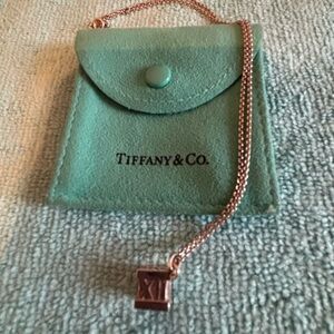 Authentic Tiffany & Co. Sterling Silver Atlas Cube Pendant Necklace